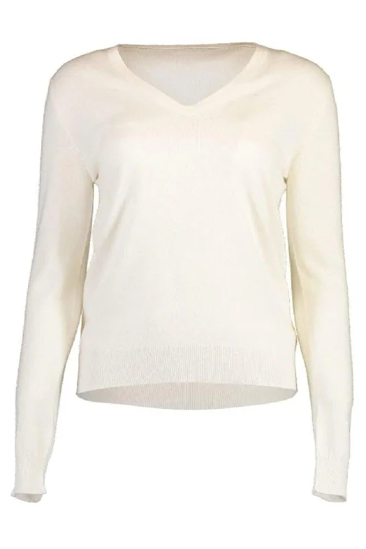 Basic V-Neck Cashmere Knit Top