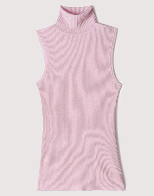 Rose Sleeveless Turtleneck Tank