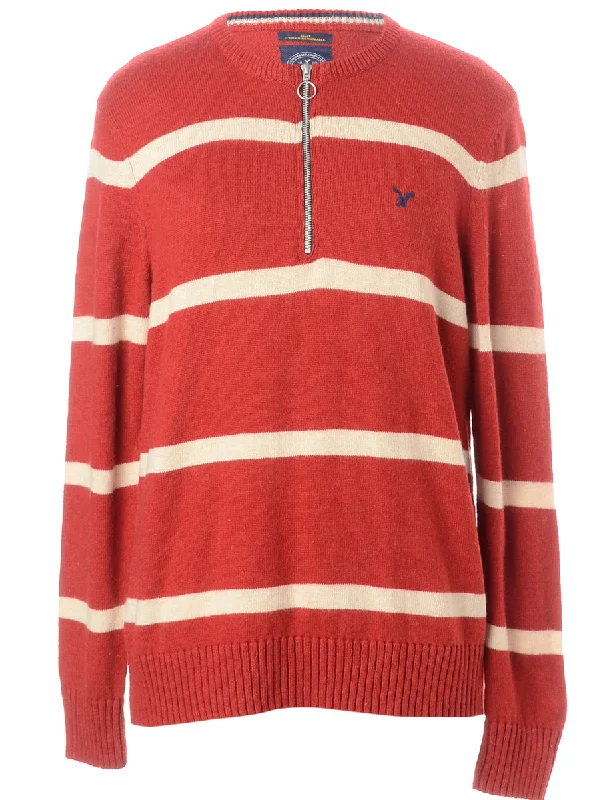 Label Red Zip Front Knitted Jumper