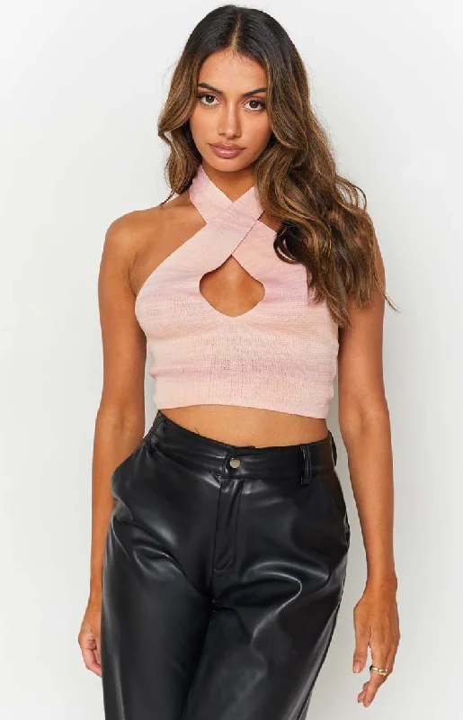 Juliana Knit Halter Top Pink