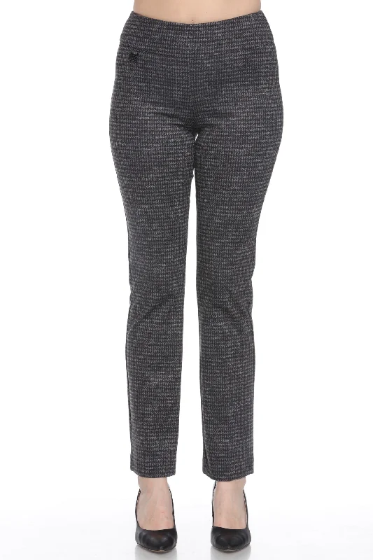 Joseph Ribkoff Black/Grey Houndstooth Pull On Slim Ankle Pants 243048