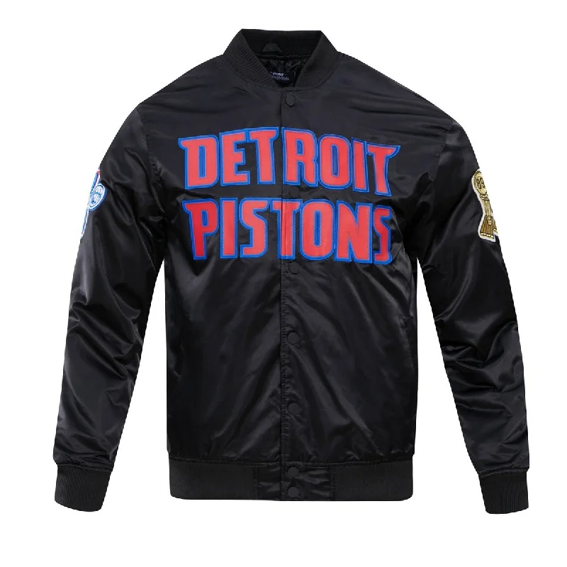 NBA DETROIT PISTONS BIG LOGO MEN'S SATIN JACKET (RED)