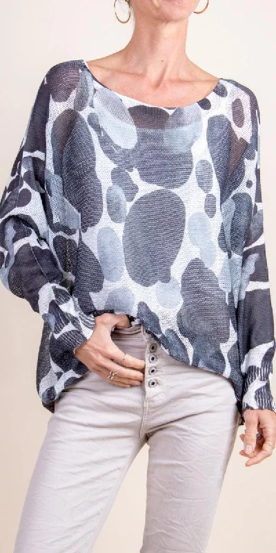 Emy Batwing Sweater with Dots Print