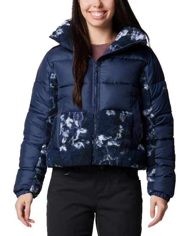 Leadbetter Point II Print Sherpa Hybrid Jacket in Collegiate Navy & Collegiate Navy Shadowvines