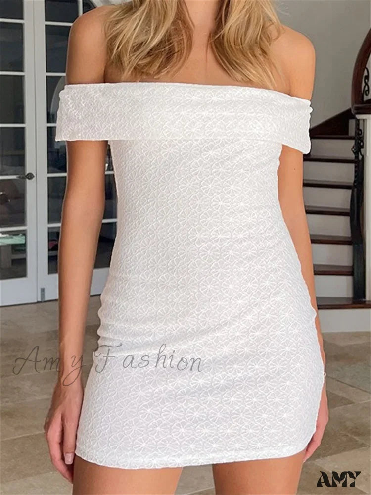 Amy Fashion - Elegant Summer Party Sleeve Off Shoulder Mini Dress