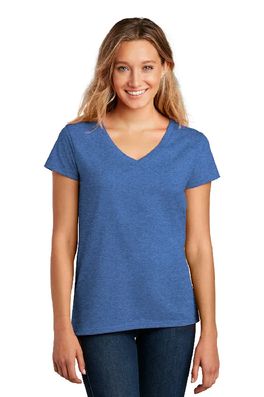 District Womens Re-Tee Short Sleeve V-Neck T-Shirt - Heather Blue