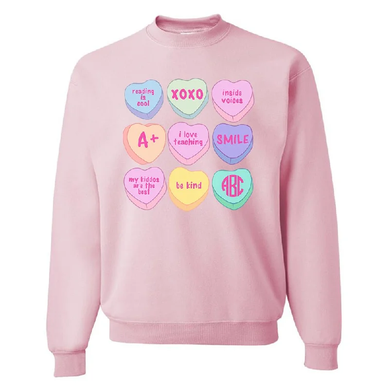 Monogrammed 'Teacher Candy Hearts' Crewneck Sweatshirt