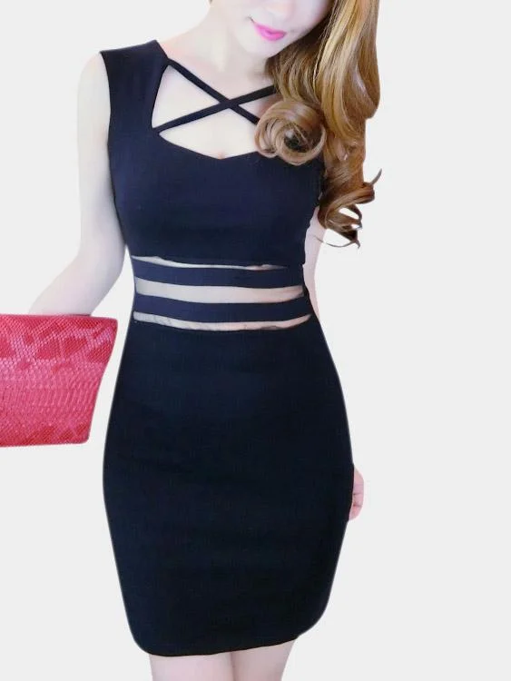 Wholesale Black Sleeveless Bodycon Mini Dress