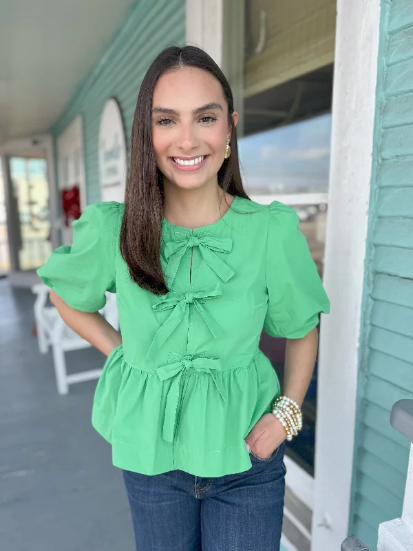 (THML) The Bellamy Bow Top-Green