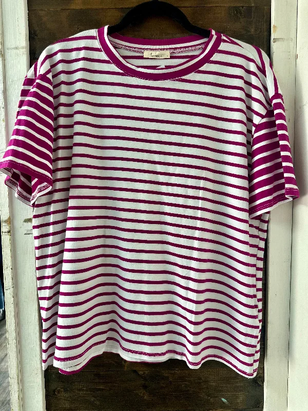 Striped Top - Ivory / Magenta