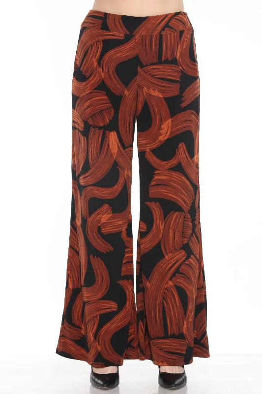 Joseph Ribkoff Black/Brown Brushstroke Print Wide Leg Pants 244244