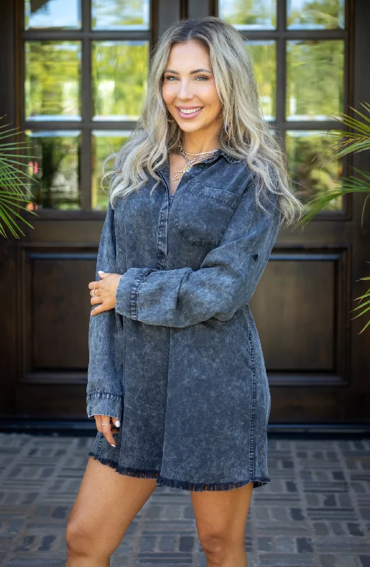 Building Memories Black Chambray Dress