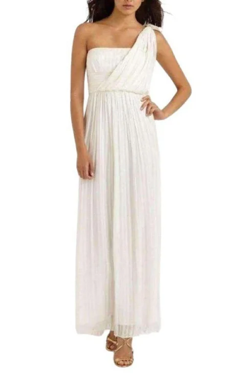 White One Shoulder Shadow Silk Dress