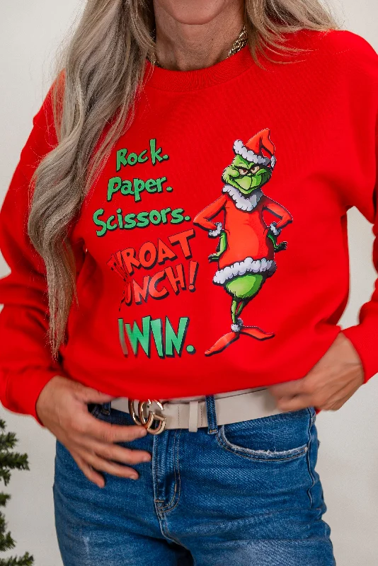 Rock Paper Scissors Throat Punch Holiday Graphic Crewneck Sweatshirt - Final Sale**