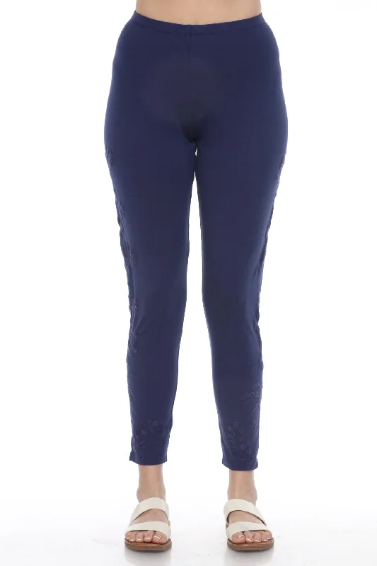 Johnny Was Biya Navy Tonal Embroidered Leggings Plus Size B14824