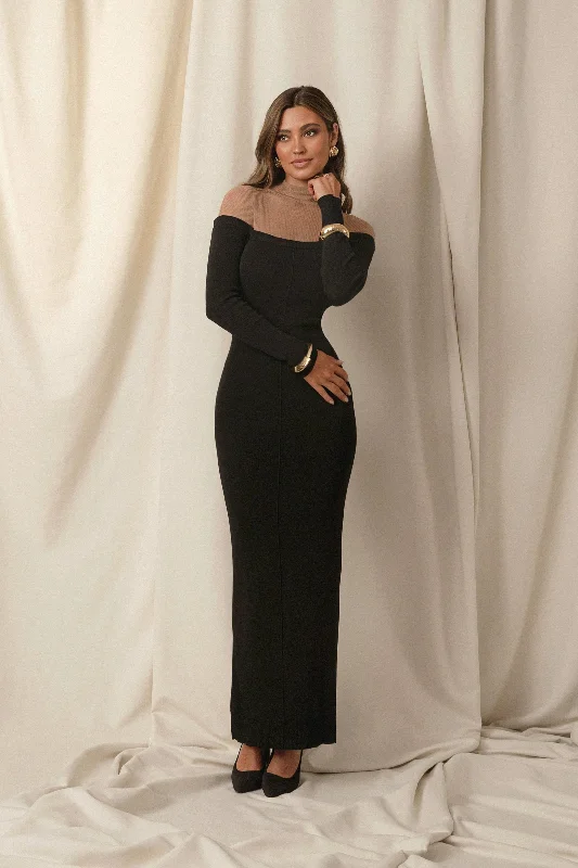 Black/Pecan Kandace Knit Maxi Dress