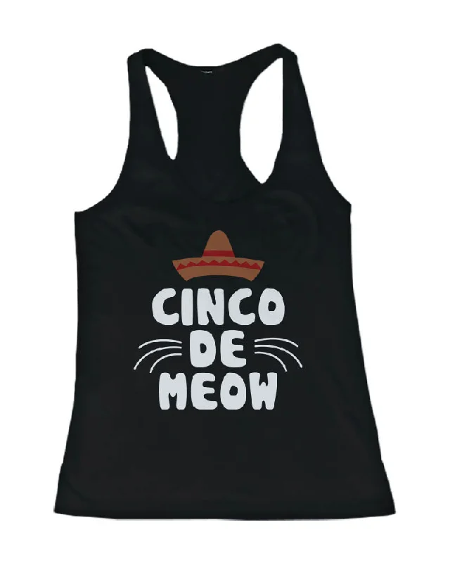 Women's Funny Statement Design Tank Top - Cinco De Meow