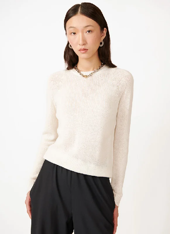 Gauzed Effect Cashmere Crewneck Sweater