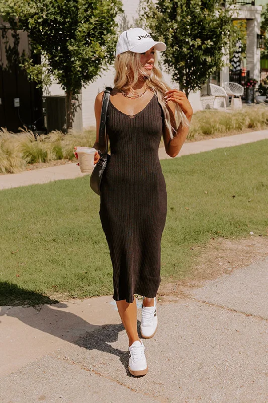 Downtown Stroll Ribbed Midi