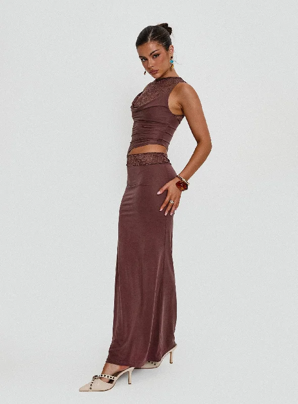 Vesperine Lace Maxi Dress Cocoa Brown