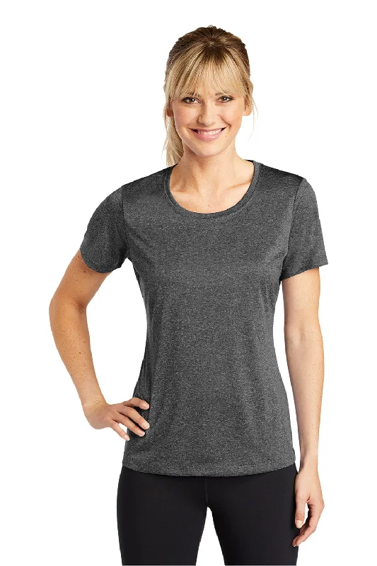 Sport-Tek Womens Contender Heather Moisture Wicking Short Sleeve Crewneck T-Shirt - Heather Graphite Grey