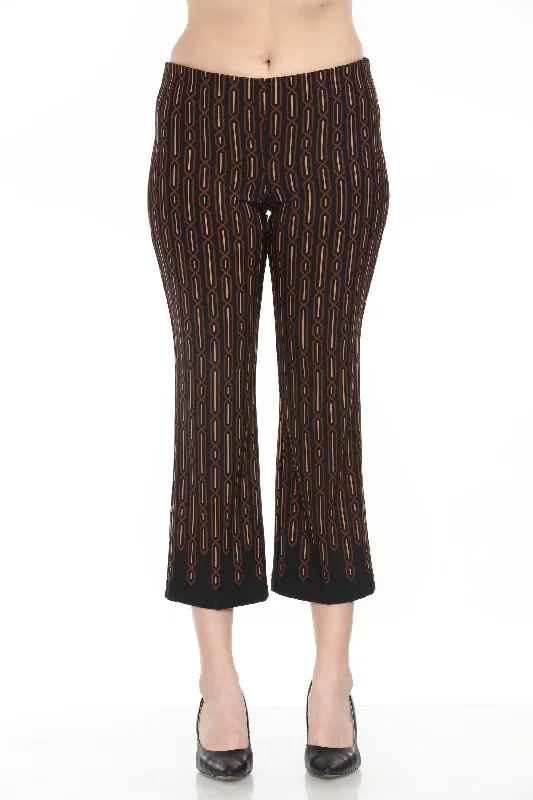 Joseph Ribkoff Black/Multi Geometric High-Waist Flare Trousers 244148