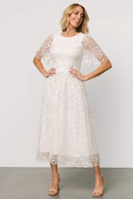 Kendra Embroidered Dress | White