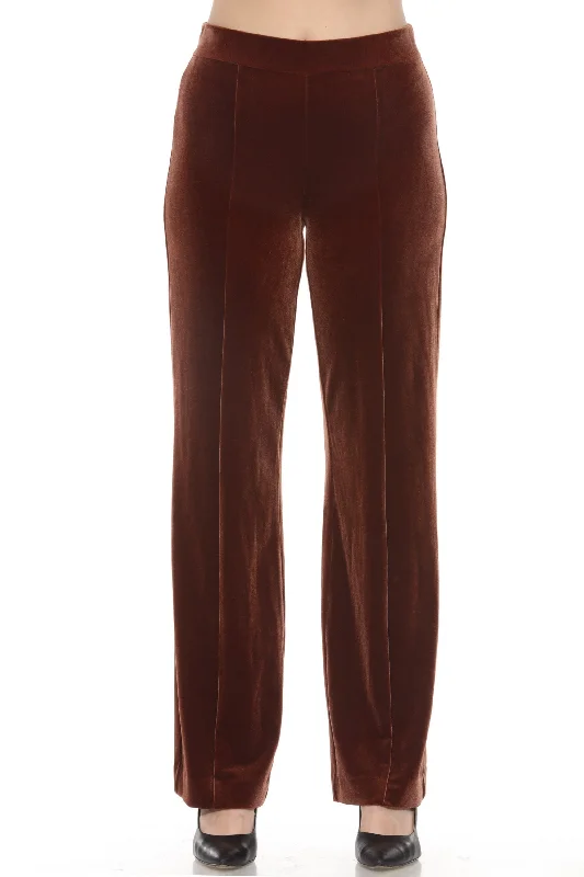 Joseph Ribkoff Brown Velvet  Pull On Wide Leg Pants 244021