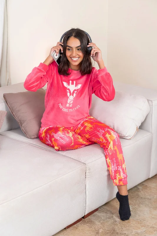 Fuchsia Giraffe Winter PJ