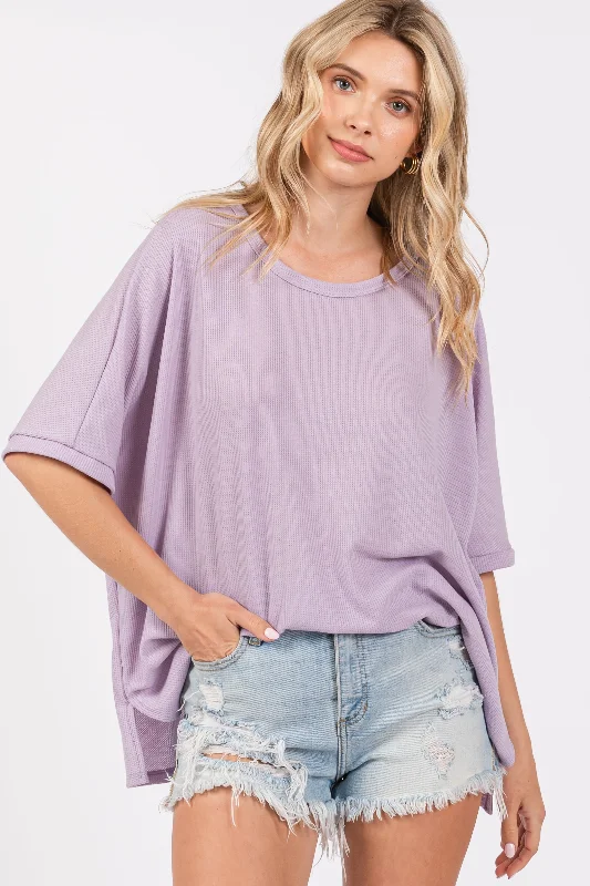 Lavender Waffle Knit Dolman Top