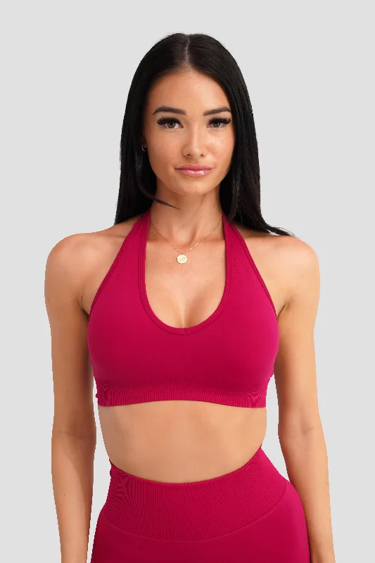 RECOIL HALTER CROP - CRANBERRY