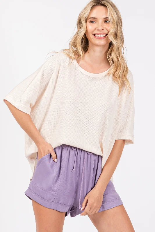 Cream Waffle Knit Dolman Top