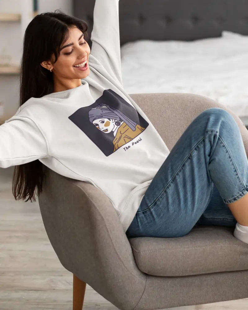 The Girl with a Pearl Earring Crewneck Mixed Cotton