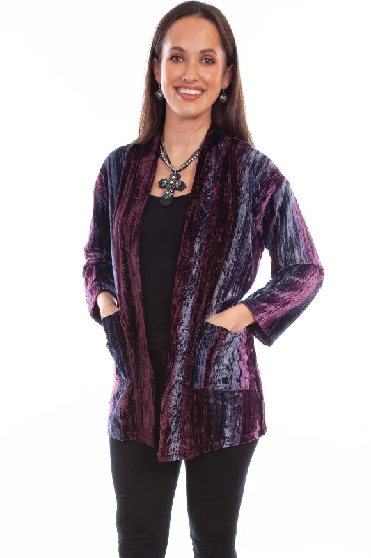 Scully Womens Two Pockets Plum Nylon Viscose Cardigan Sweater S