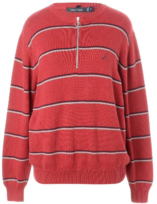 Label Red Zip Front Knitted Jumper