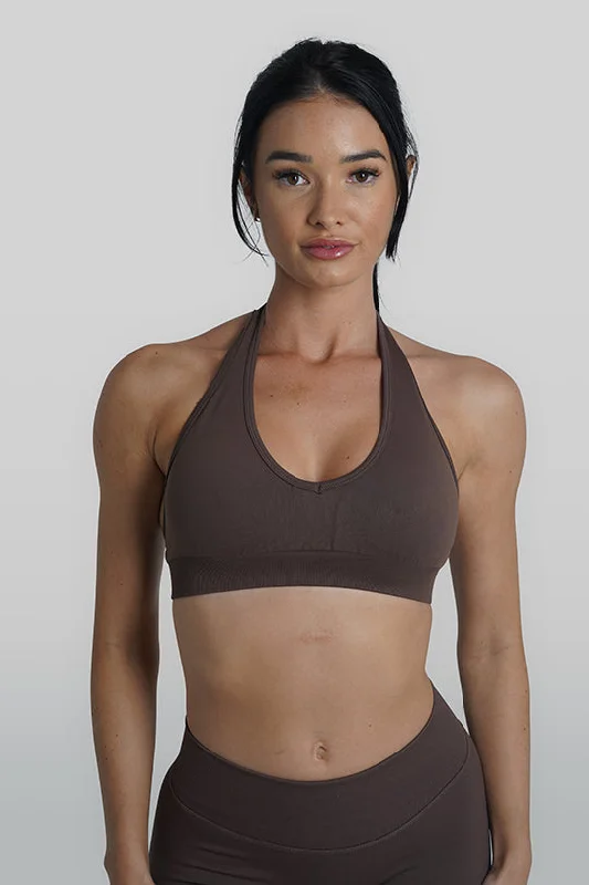 RECOIL HALTER CROP - ESPRESSO