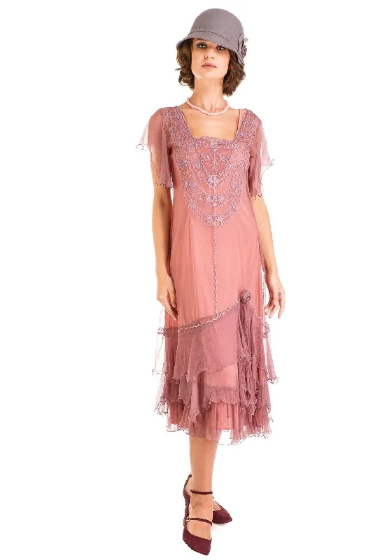 Alexa 1920s Flapper Style Dress in Mauve by Nataya