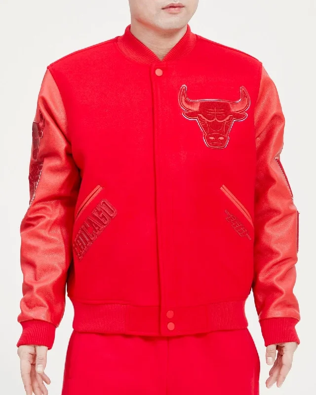 NBA CHICAGO BULLS CLASSIC TRIPLE RED WOOL MEN'S VARSITY JACKET (TRIPLE RED)