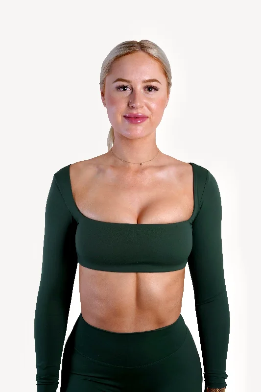 SLEEK LONG SLEEVE TOP - FOREST GREEN