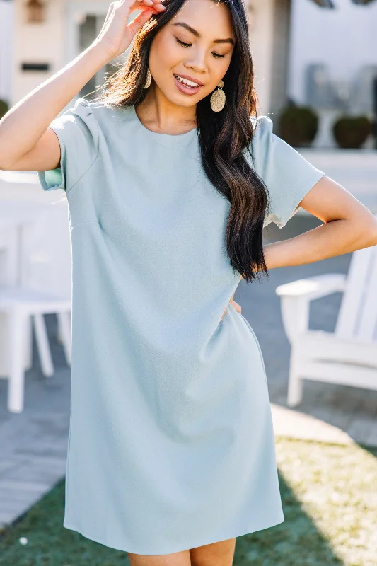 From The Heart Light Sage Green Shift Dress