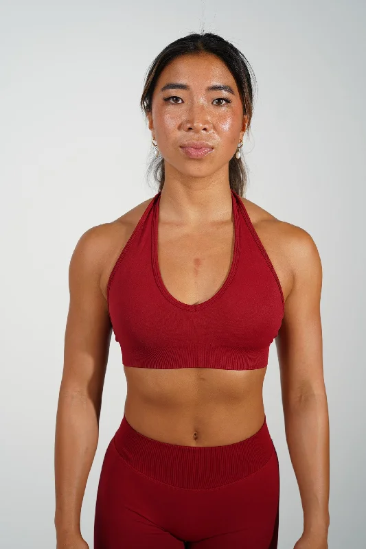 RECOIL HALTER CROP - DARK RED