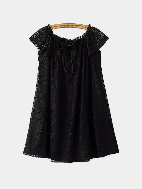 Wholesale Black Off The Shoulder Lace Mini Dress