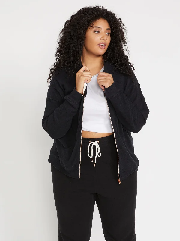 Lived In Lounge Zip Fleece Plus Size - Black