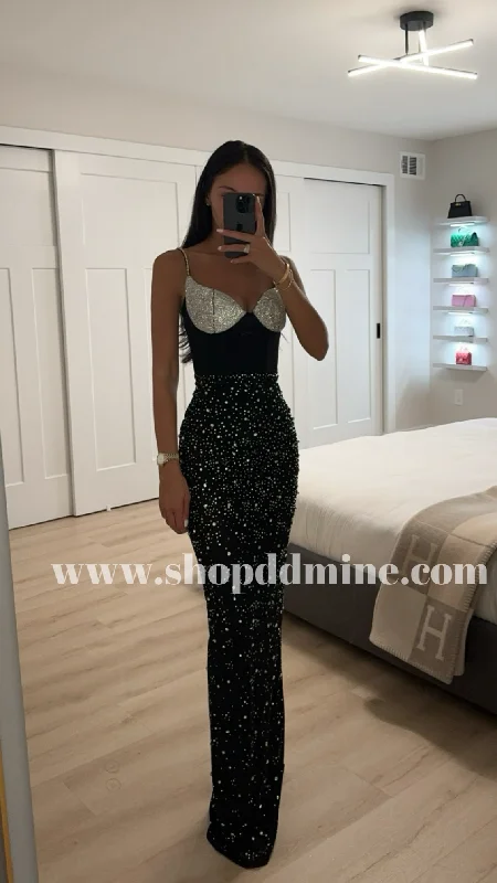 JIMEA CRYSTAL EMBELLISHED BACK SLIT MAXI DRESS