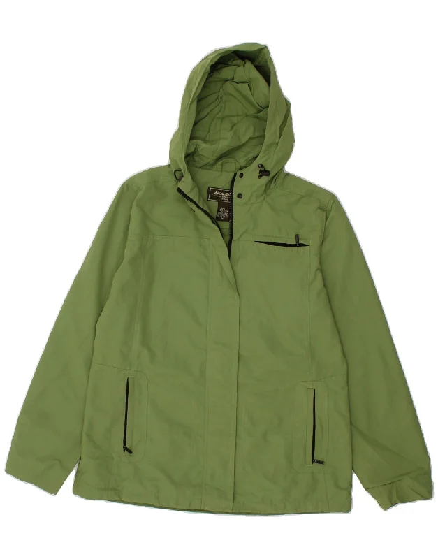 EDDIE BAUER Womens Hooded Rain Jacket UK 14 Medium Green Nylon