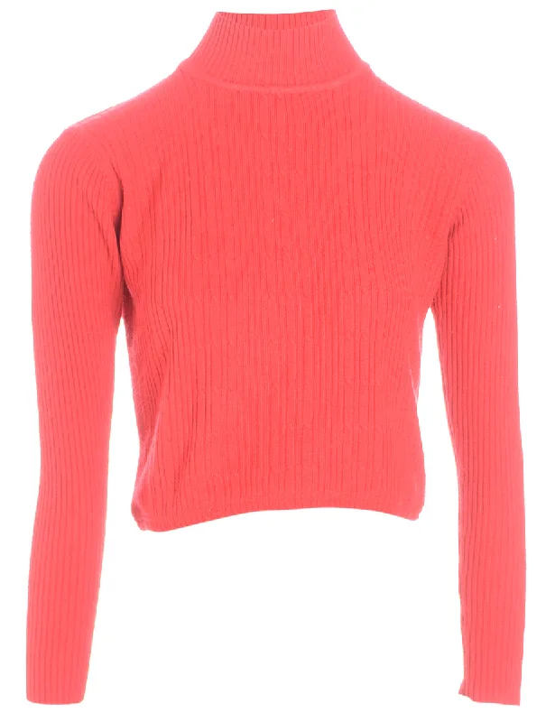 Label Red Cropped Ribbed Knit