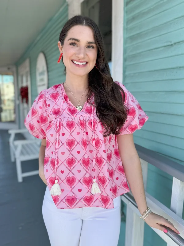 (THML) The Linda Heart Top-Pink