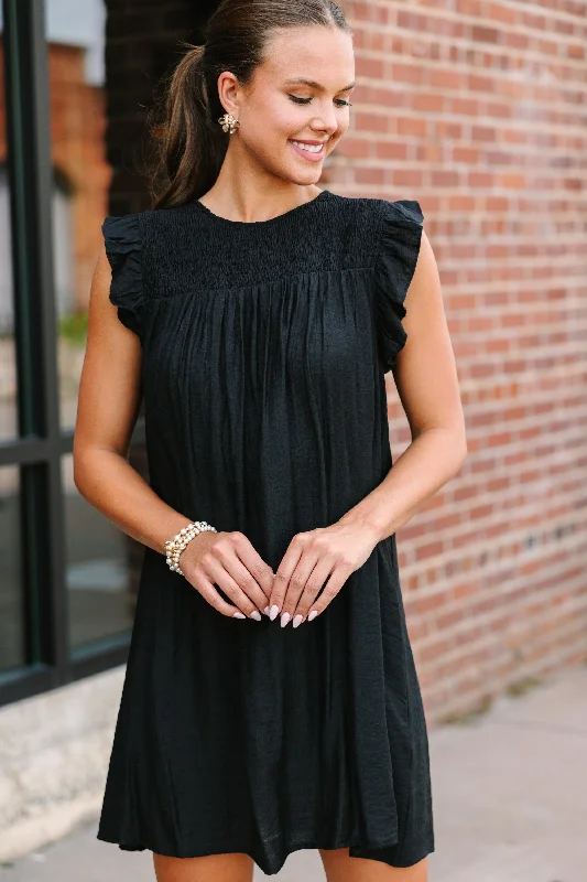 Longing For Love Black Ruffled Dress