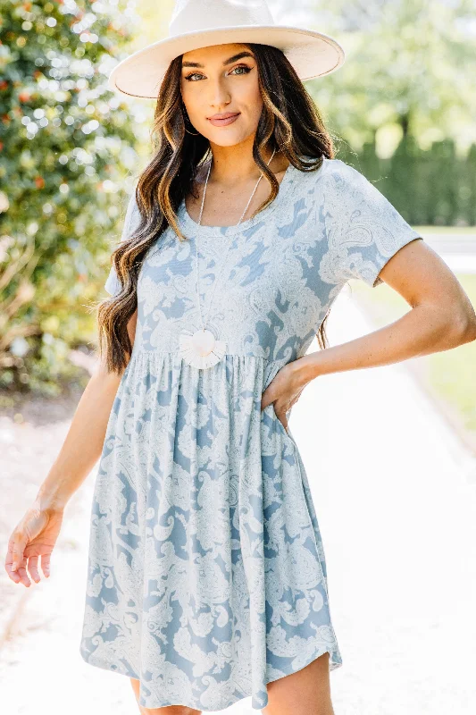 Playful Playlist Blue Paisley Babydoll Dress