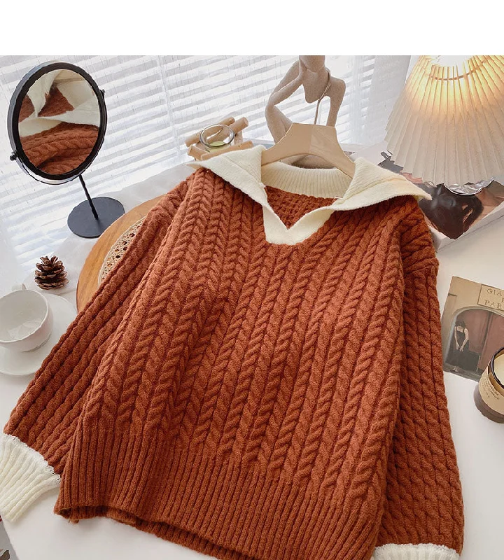 Loose and lazy wind twist sweater  6021